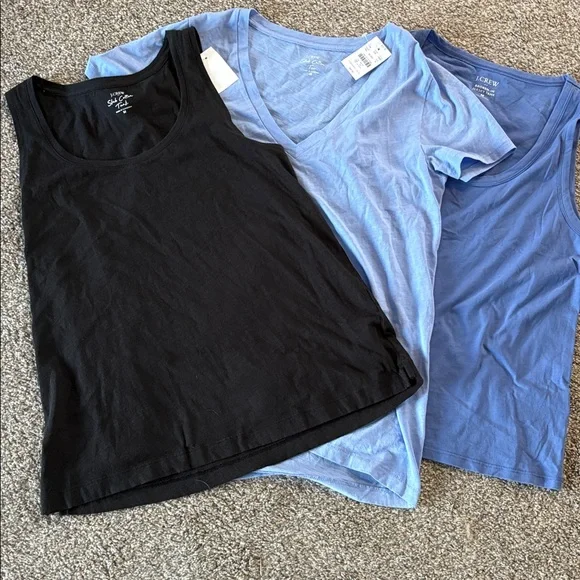 J. Crew Factory Black and Blue Tops - Picture 1 of 4